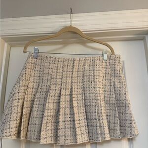Astr Cream and Black Tweed Skater Skirt